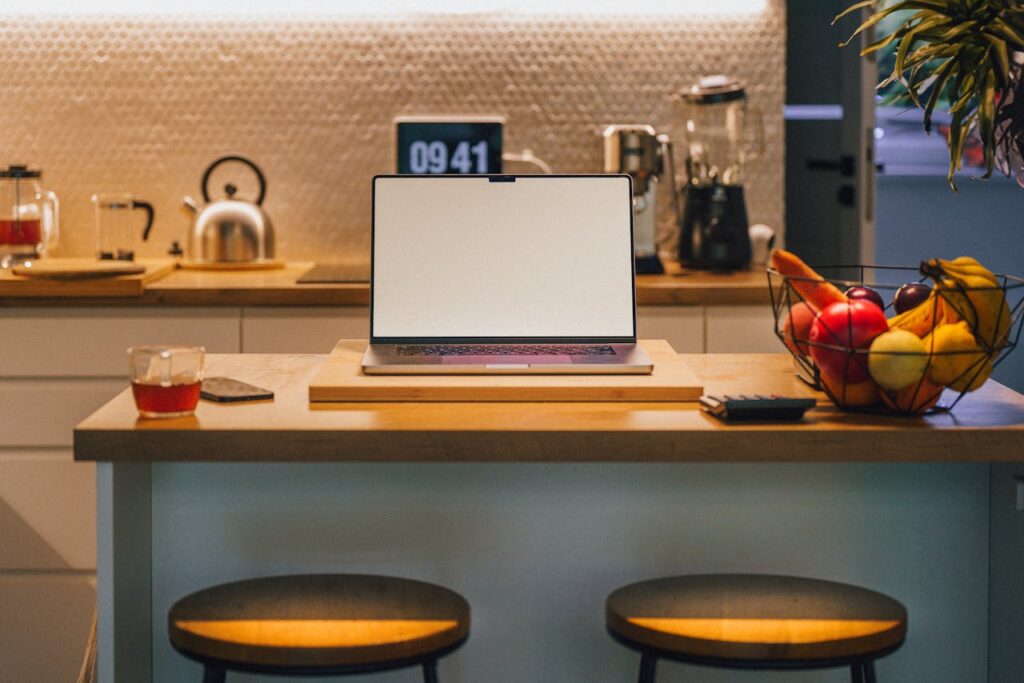 open laptop blank screen mockup